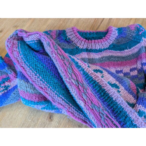 LOST HORIZONS Himalayan Wool Heavy Knit Fair Island Multicolor Sweater s… - Picture 7 of 9